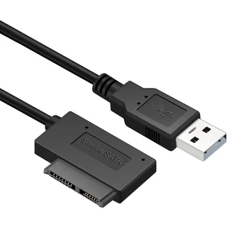 Piezīmjdatora optiskais diskdzinis tiešsaistes SATA uz USB adaptera kabelis 6+7P SATA lai USB2.0 easy drive līnijas, sadales kārbas