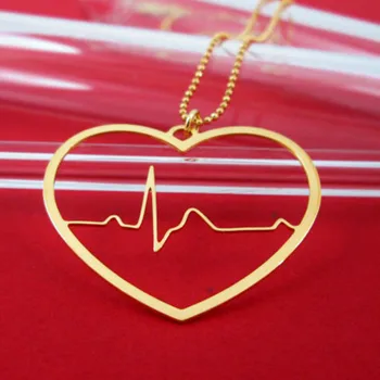 Piliens Kuģniecības sirdsdarbību Kaklarota Sirds ritma EKG Valentīna Diena Sudraba Pārklājumu Ķēdes Sievietēm Kulons Modes rotaslietas