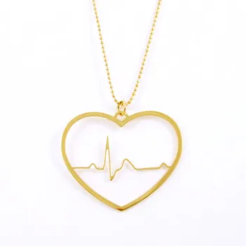 Piliens Kuģniecības sirdsdarbību Kaklarota Sirds ritma EKG Valentīna Diena Sudraba Pārklājumu Ķēdes Sievietēm Kulons Modes rotaslietas