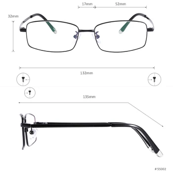 Pilna Kadra Modes Briļļu Vīriešiem Elastīga Atmiņas Titāna Taisnstūra Brilles Recepšu Lēcas Multifokāla