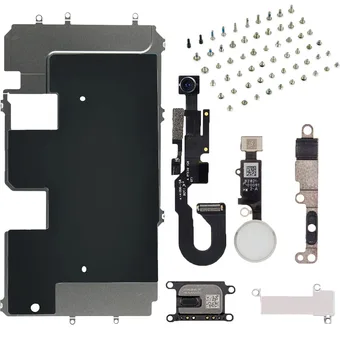 Pilns Komplekts LCD Daļas iPhone 8 8 Plus Ekrānu Metāla Plāksnes Priekšējo Kameru Auss Skaļrunis, Home Poga Flex Kabelis, Un Pilnīgi Skrūves