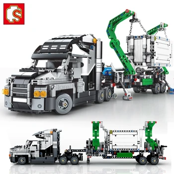 Pilsētas Big Truck Projektēšana Konteineru Automašīnas Modelis Buiding Bloki Tehniskos Transportlīdzekļus Skaitļi Saderīgu Ķieģeļi Diy Rotaļlietas Bērniem