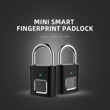 Pirkstu nospiedumu piekaramo atslēgu Gudrs Durvju slēdzenes IP65 Waterproof Drošības Digitālā Atslēga Portatīvo pirkstu Nospiedumu piekaramo atslēgu USB Keyless Bloķēšana