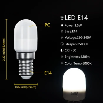 (Pirkt 2 Get 1 Bezmaksas)Super Spilgti LED E14 1.5 W, 230V SMD 2835 1gb Ledusskapis Lampas Gaismas