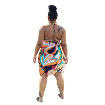 Plus Izmērs 3 Gabals Bikini Komplekts Sievietēm Vairumtirdzniecības Drukāt Augstā Vidukļa Bezmaksas Vadu Top Beatch Peldkostīmu Vasaras Apģērbu Dropshipping