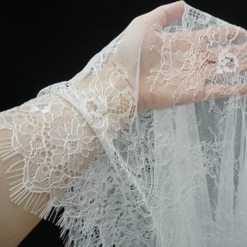 Plānas smalkas kvalitātes skropstu chantilly lace audu kāzu tērpi! Pie balta, Melna sieviešu apģērbu izgatavošanas mežģīņu materiāla