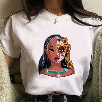 Pocahontas Disney T Krekls Sievietēm Spānija Francija Modes Skelets Princese Tee kreklu Femme Streetwear Harajuku Top Tee Dropshipping