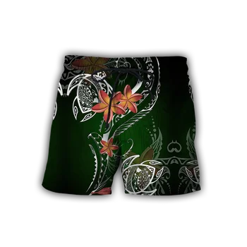 Pohnpei Polinēzijas Bruņurupucis Tetovējums 3D Iespiesti Vīriešu Bikses Unisex Streetwear Šorti Vasaras Pludmales Harajuku Gadījuma Šorti DK-7