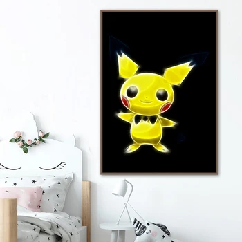Pokemon Karikatūra Anime Elfi Kanvas Glezna Pikachu Bulbasaur Charizaed Sienas, Mākslas Plakātu Druka Bērnu Guļamistaba Dekorēšana