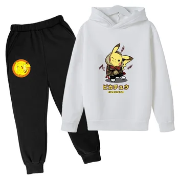 Pokemonu pelēkā vārna Anime Pikachu Set Baby Girl Apģērbu Zēns Skriešanas Drēbes, Zēns Drēbes Bērniem sporta Krekls ポケットモンスター Komplekts