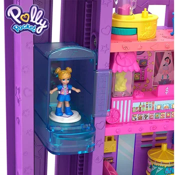 Polly Pocket Pollyville Mega Mall Super Pack ar 6 Stāvos Transportlīdzekļa Lifts,&Micro Mini Lelles Celtniecības Bērniem, Rotaļlietas, Dāvanu GFP89