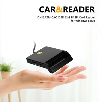 Portatīvo Karšu Lasītājs, USB Smart Card Reader, DNIE ATM CAC IC ID Bankas Karti, SIM Karti Cloner Savienotājs Windows 10, 8, 7