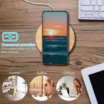 Portatīvo Qi Bezvadu Lādētāju Slim Koka Lādētājs iPhone 8, Plus 12 Pro max mini Mobilo Tālruņu Lādētāju Xiaomi Redmi Samsung