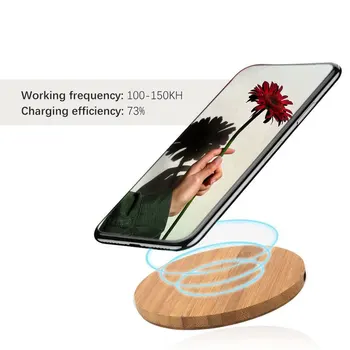 Portatīvo Qi Bezvadu Lādētāju Slim Koka Lādētājs iPhone 8, Plus 12 Pro max mini Mobilo Tālruņu Lādētāju Xiaomi Redmi Samsung
