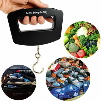Portatīvo Roku Mini Digitālo Skalu 50kg Bagāžu, kas Sver 10g Zvejas Āķa Mēroga Augsta LED Displejs, Līdzsvara Precizitāte Pavasara Skalas