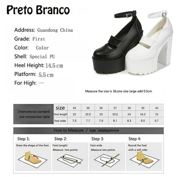 PRETO BRANCO ir 2021. Balts 14.5 CM Biezs Papēdis Naida Augstas Sandales Ūdensizturīgs Platforma Bieza Papēža Kurpes Skrejceļa Modelis Catwalk Kurpes ZYW