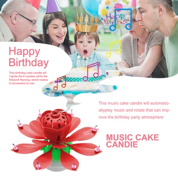 Prieks, Dziedāšana, Mūzika, Dzimšanas dienas Svece Monolayer Lotus Sveces, Puķu Mūzika Sveču Bērniem, Sveces, Vaska Puse DIY Kūka dropshipping