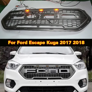Priekšā Sacīkšu Režģis Ar LED Gaismas Ford Escape Kugas 2017 2018 Augstas Kvalitātes ABS Priekšējās Restes Vidū