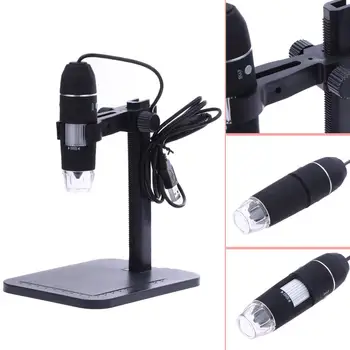 Profesionālās USB Digitālais Mikroskops 1000X 8 LED 2MP Elektronisko Mikroskopu Lupa USB Endoskopu Kamera Lupa+ Lifts Stāvēt