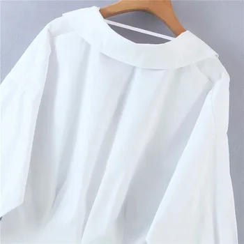 PSEEWE Za Poplīns Balts Krekls Sievietēm Ir 2021. Modes Pogu, Līdz garām Piedurknēm Top Sieviete Pavasara Streetwear Gadījuma Šiks Sieviete Blūze