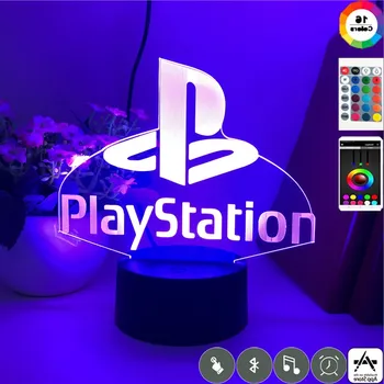 Pulkstenis Parastā Galda Lampa Playstation SCE Spēli Zīmola Unikālo Birthday Klāt, lai Bērni Dropship Tiešā Piegāde Atmosfēru Dekori