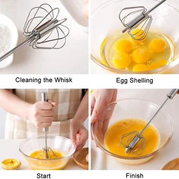 Pusautomātiskā Eggbeater Virtuves Sīkrīkus, Nerūsējošā Tērauda Virtuves Piederumi Krējumu Sajauciet Maisot Stienis Metāla Virtuves Rīks