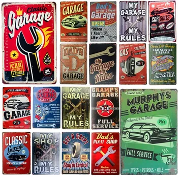 Putuo apdare vintage automašīnu retro metāla zīmju vintage alvas plāksnes apdares plāksnes garāža