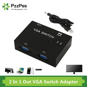 PzzPss 2 In 1 Out VGA Komutatoru 2 Ports, VGA Switch Box VGA Konsolēm Set-top Kastes 2 Saimniekiem Daļa 1 atveriet Piezīmju grāmatiņu Projektoru