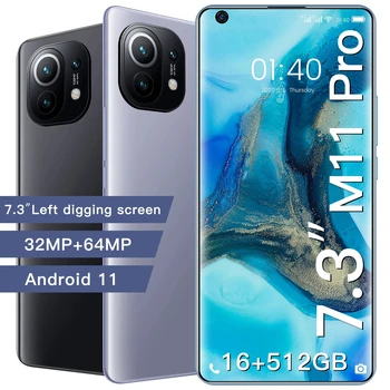 Pārdošanas M11 Pro Globālo Versiju Viedtālrunis 5G Tīkla 7.3 Collu HD Ekrānu, Snapdragon 888 16.G 512G 48MP Sejas Nospiedumu Apgūstot