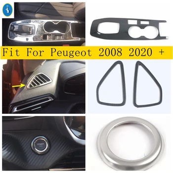 Pārslēgt pārnesumus Panelis / Start Stop Motoru, nospiediet Pogu / vadības Paneli, Gaisa AC Rāmja Vāks Melns / Sudrabs Peugeot 2008 2020 2021