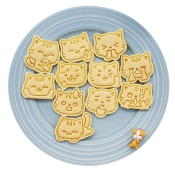 Pārtikas Klases Plastmasas Kaķis Tēma Cookie Cutter Karikatūra Kaķis Cepumu Kūka Pelējuma Pomādes Nospiediet Pelējuma Sugarcraft Dekorēšanas Instrumentiem Cepamais