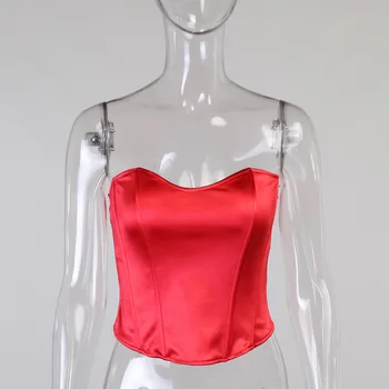 QuanRun Modes, Sexy Sievietes Dobi No Slim Cietā Piedurknēm Kultūraugu Top Gadījuma Femmal Strapless Bra Puse Kluba Streetwear 2021