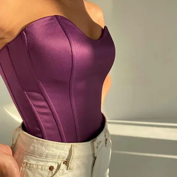 QuanRun Modes, Sexy Sievietes Dobi No Slim Cietā Piedurknēm Kultūraugu Top Gadījuma Femmal Strapless Bra Puse Kluba Streetwear 2021
