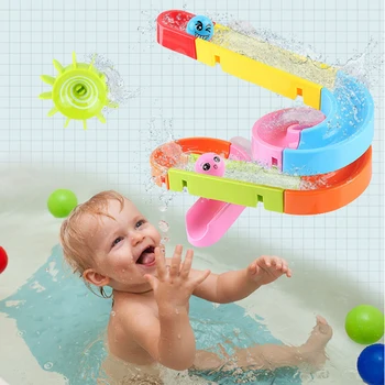 QWZ New Suction Cup Orbits Track Bath Toys Kids Bathroom Bathtub Toys Water Games Toys Shower Games Swimming Pool Waterfall Toys