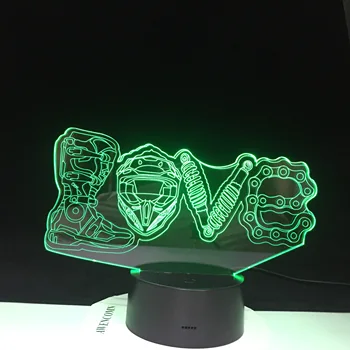 Radošo 3D Nakts Apgaismojums, LED Mehāniskā Mīlestība Modelēšana 7 Krāsas Maiņa Luminaria Galda Lampa, Mājas Dekoru Fani Dāvanas