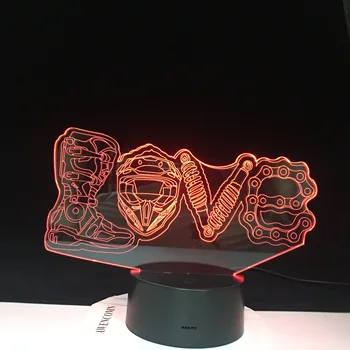 Radošo 3D Nakts Apgaismojums, LED Mehāniskā Mīlestība Modelēšana 7 Krāsas Maiņa Luminaria Galda Lampa, Mājas Dekoru Fani Dāvanas