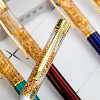 Radošā Crystal Diamond Metāla Lodīšu Pildspalva Zelta Foliju, Reklāmas Pildspalvas Pasūtījuma Logo Dāvanu Pildspalvas Vairumtirdzniecība Kancelejas Preces, Skolas Piederumi