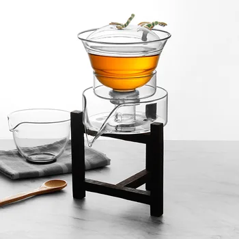 Radošā Stikla Tējkanna Sadzīves karstumizturīga Stikla Ziedu Tējkanna Slinks Pusautomātiskā Tea Maker Pastorālo Imitācija Akmens Tējkanna