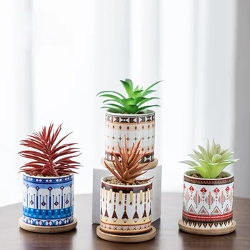 Radošās Keramikas puķu pods ar Spilvena Apakšas un Darbvirsmas Dizains, Vienkāršs un Mīkstus Katlā, kas Satur Etniskā puķu pods
