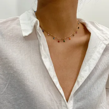 Radošās modes vienkāršu clavicle kaklarota ar personības ģeometriskā tautas kaulu ķēdes izšūšanas kaklarota sievietēm