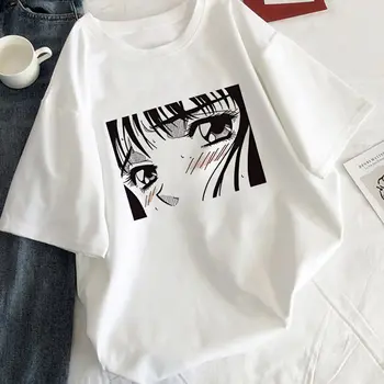 Raudulīgs meitene T-krekls estētisko korejiešu stilā, balts sieviešu T-krekls grafikas Harajuku tee black manga anime plus izmēra T-krekls