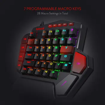 Redragon K585Type-C ar Vienu Roku RGB Mechanical Gaming Keyboard, Spēļu Tastatūra ar 7 Borta Makro Atslēgas, Noņemams Rokas Balsts,