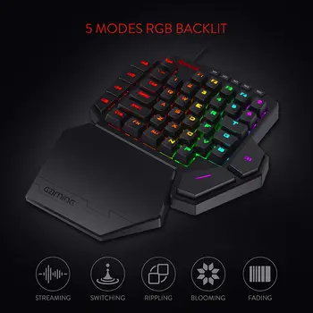 Redragon K585Type-C ar Vienu Roku RGB Mechanical Gaming Keyboard, Spēļu Tastatūra ar 7 Borta Makro Atslēgas, Noņemams Rokas Balsts,