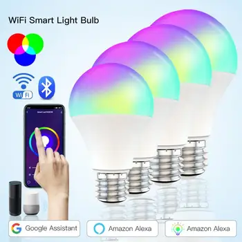 Regulējamas 9W E27 B22 WIFI Smart Gaismas Spuldzes, LED Lampas, Tuya Smart Dzīves App Darbojas, Alexa, Google Home Kontroles RGB Lampas Smart Lampas