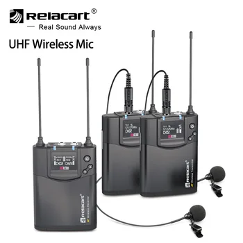 Relacart CR1 CR2 UHF Bezvadu Mikrofonu Sistēma Dual Channel Video intervijas Ierakstu Microfone Mic DSLR Kameras Viedtālrunis