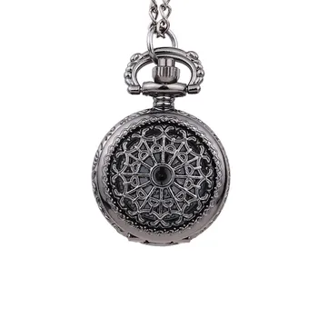 Retro maza kabatas pulkstenis black spider web kārtas skalu kvarca maza kabatas pulksteņu klasisko Romiešu mēroga kabatas pulksteņu relogio 50*