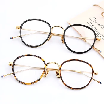 Retro Thom Zīmola Sakausējuma Acetāts Brilles Rāmis Vīriešu, Sieviešu Vintage Apaļas Brilles TB905 Optisko Tuvredzība Recepšu Brilles