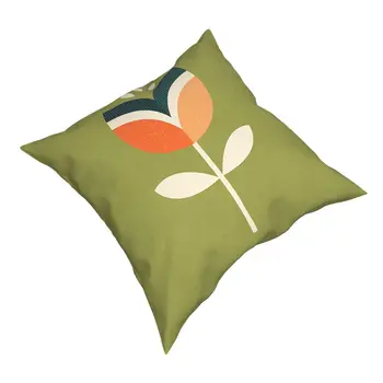 Retro Tulip Apelsīnu Olīvu Zaļā Ziedu Pillowcover Apdare Mūsdienu Mest Spilveni Spilvena, lai Dīvāns Double-sided Printing