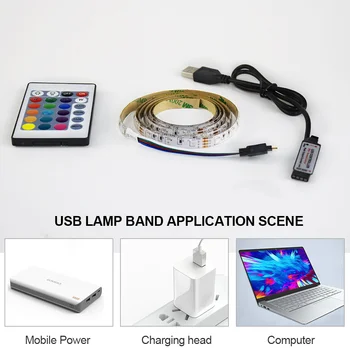 RGB LED Slokšņu DC5V USB LED Gaismas Sloksne Elastīga Gaismas Lente 1M 2M 3M 4M 5M Balts ar Tālvadības TV Kāpņu Fona Apdare
