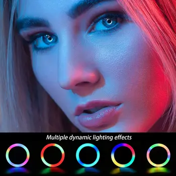 RGB Selfie RingLight Krāsu, Mīksto Gredzenu Gaismas Loka Lampas Ar Rakstāmgalds, Ilgi Roku Planšetdatora Statīvu Tālruņa Turētājs Stāvēt Fotogrāfija Apgaismojums